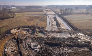 Zdjęcie przedstawiające roboty budowlane związane z budową obwodnicy Bierunia